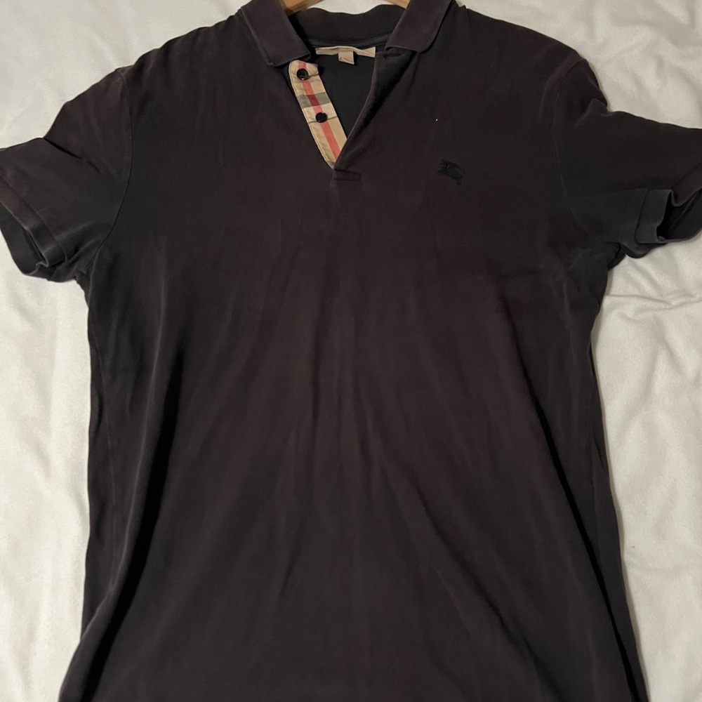 Burberry Men's Black Polo Shirt with Signature Check Trim